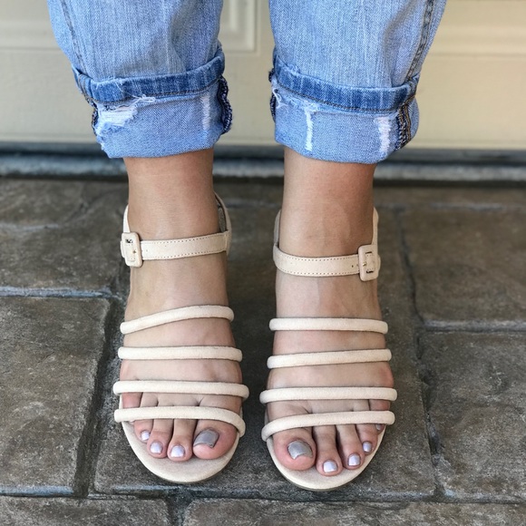 Nude Strappy Gladiator Block Heel Sandal Bootie - Picture 3 of 5